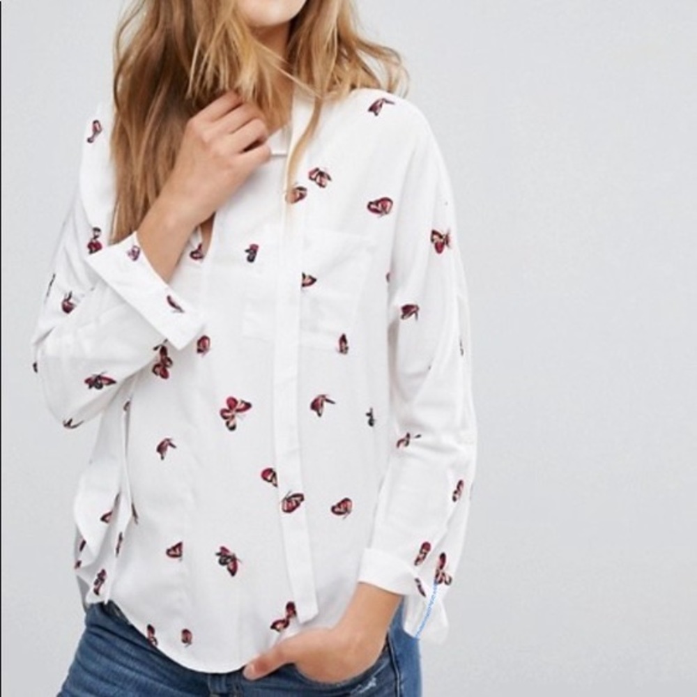 Abercrombie & Fitch Butterfly Blouse Cream